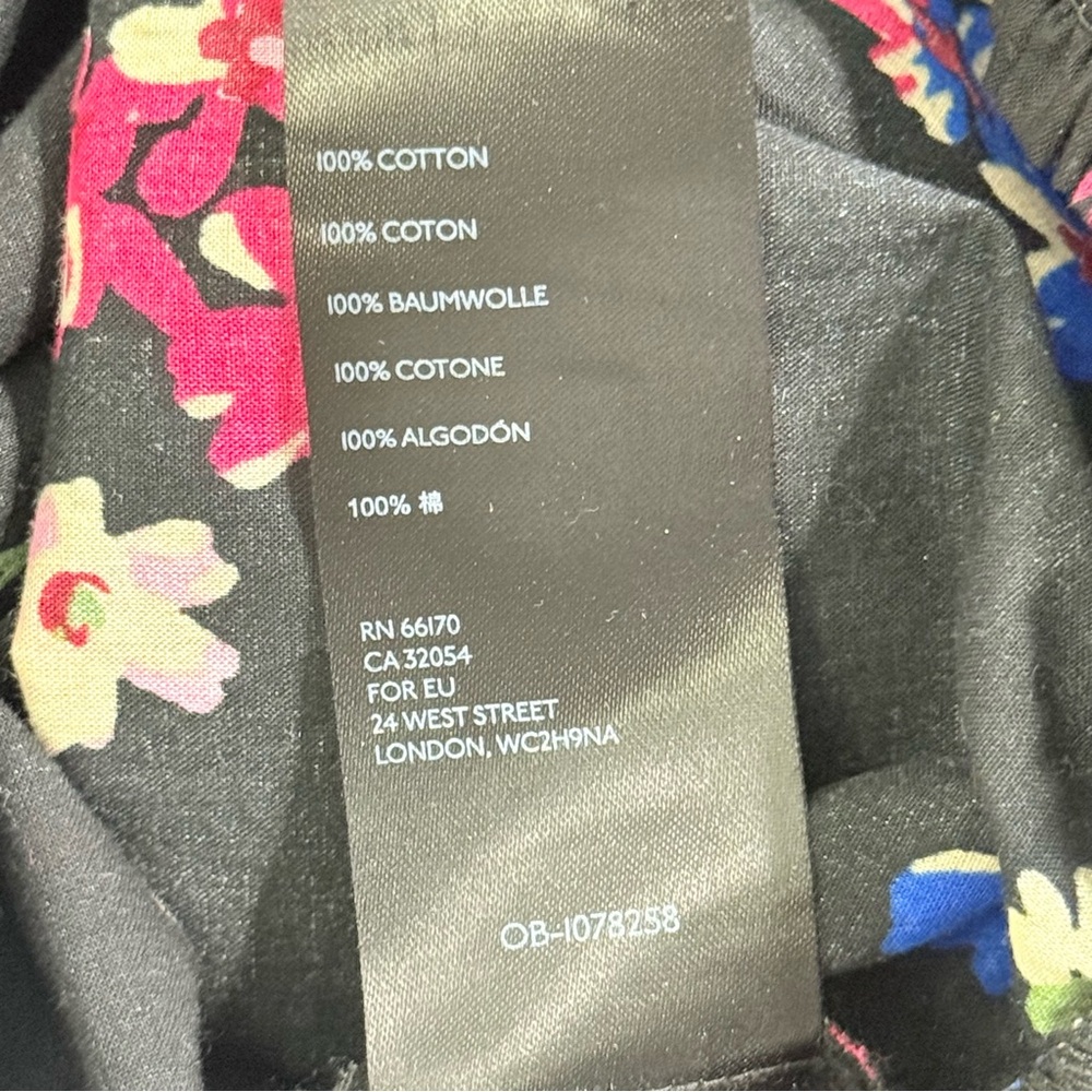Floral Maeve Anthropologie Black Multi Cotton Smocked Dolman Blouse M Medium - Picture 8 of 9